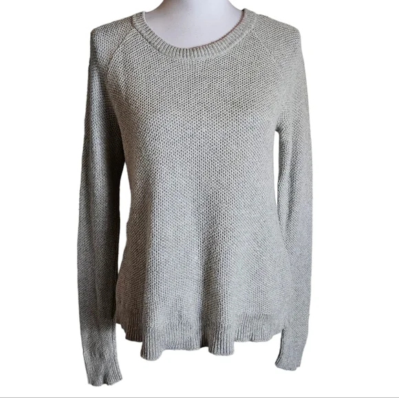 Madewell Province Light Gray Knit Cross-Back Sweater Sz S Crewneck Fall Casual - Picture 3 of 16